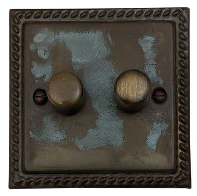 G&H MV522 Monarch Roped Verdigris 2 Gang 1 or 2 Way LED Dimmer Switch
