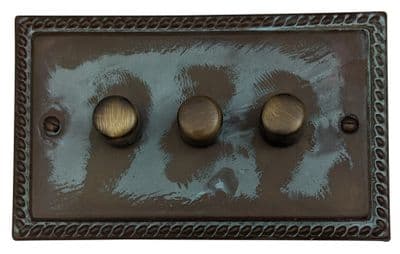 G&H MV523 Monarch Roped Verdigris 3 Gang 1 or 2 Way LED Dimmer Switch