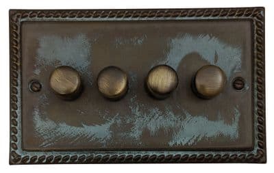 G&H MV524 Monarch Roped Verdigris 4 Gang 1 or 2 Way LED Dimmer Switch