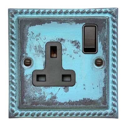 G&H MV9B Monarch Roped Verdigris 1 Gang Single 13A Switched Plug Socket