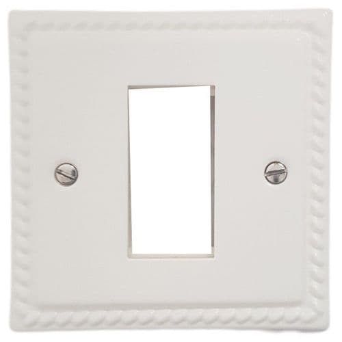 G&H MW161 Monarch Roped Matt White 1 Gang 1 Euro Module Plate