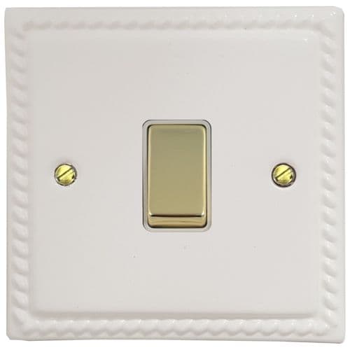 G&H MW201-PB Monarch Roped Matt White 1 Gang 1 or 2 Way Rocker Light Switch