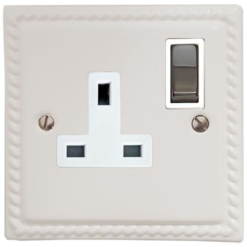 G&H MW209-PC Monarch Roped Matt White 1 Gang Single 13A Switched Plug Socket