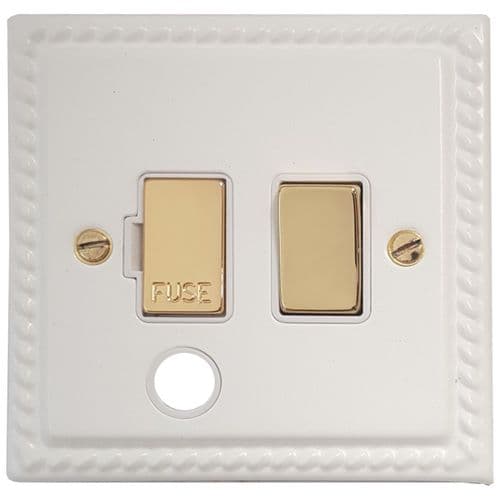 G&H MW256-PB Monarch Roped Matt White 1 Gang Fused Spur 13A Switched & Flex Outlet
