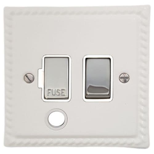 G&H MW256-PC Monarch Roped Matt White 1 Gang Fused Spur 13A Switched & Flex Outlet