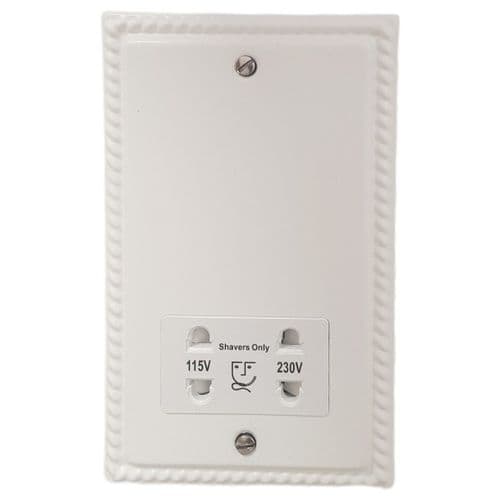 G&H MW30W Monarch Roped Matt White Dual Voltage Shaver Socket 115-230V