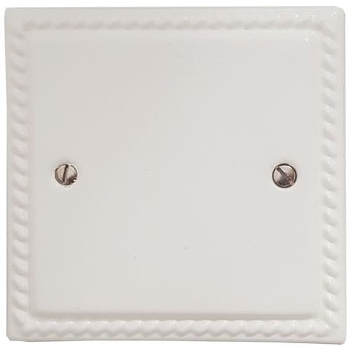 G&H MW31 Monarch Roped Matt White 1 Gang Single Blank Plate
