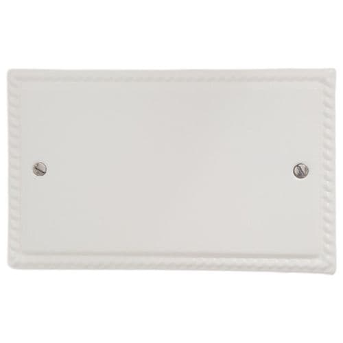 G&H MW32 Monarch Roped Matt White 2 Gang Double Blank Plate