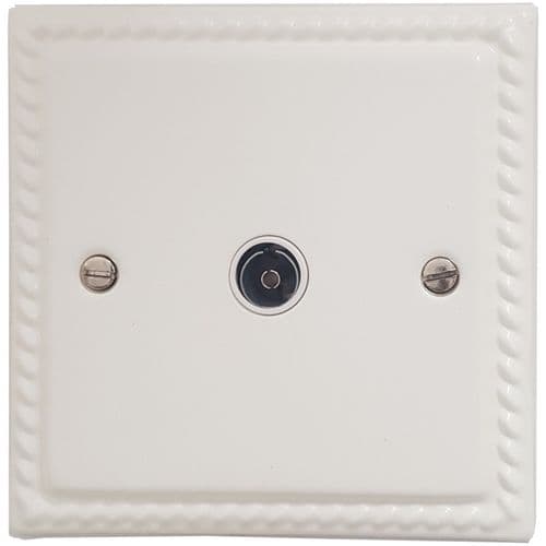 G&H MW35W Monarch Roped Matt White 1 Gang TV Coax Socket Point