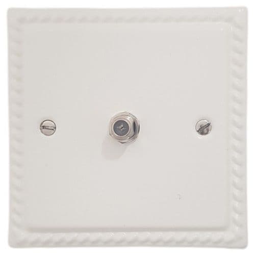 G&H MW37 Monarch Roped Matt White 1 Gang Single Satellite Point Socket