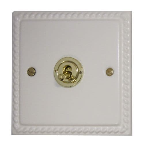 G&H MW381-PB Monarch Roped Matt White 1 Gang 1 or 2 Way Toggle Light Switch