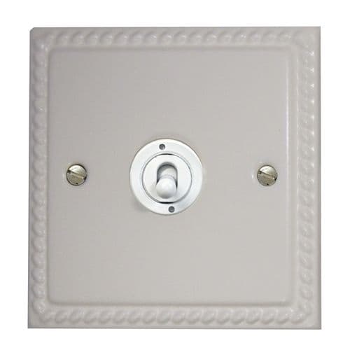 G&H MW381-W Monarch Roped Matt White 1 Gang 1 or 2 Way Toggle Light Switch