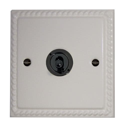 G&H MW385-FBK Monarch Roped Matt White 1 Gang Intermediate Toggle Light Switch