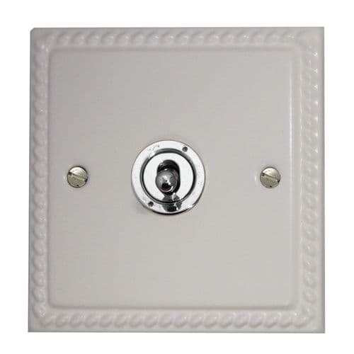 G&H MW385-PC Monarch Roped Matt White 1 Gang Intermediate Toggle Light Switch