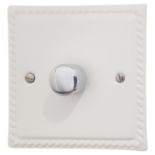 G&H MW521-PC Monarch Roped Matt White 1 Gang 1 or 2 Way LED Dimmer Switch