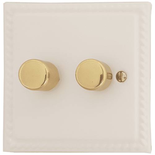 G&H MW522-PB Monarch Roped Matt White 2 Gang 1 or 2 Way LED Dimmer Switch