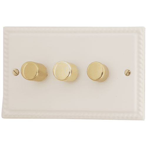 G&H MW523-PB Monarch Roped Matt White 3 Gang 1 or 2 Way LED Dimmer Switch