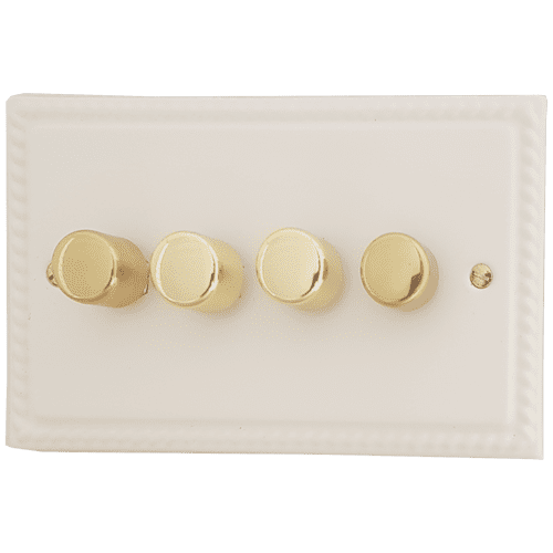 G&H MW524-PB Monarch Roped Matt White 4 Gang 1 or 2 Way LED Dimmer Switch