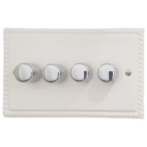 G&H MW524-PC Monarch Roped Matt White 4 Gang 1 or 2 Way LED Dimmer Switch
