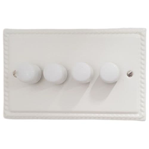 G&H MW524-W Monarch Roped Matt White 4 Gang 1 or 2 Way LED Dimmer Switch
