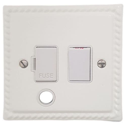 G&H MW56W Monarch Roped Matt White 1 Gang Fused Spur 13A Switched & Flex Outlet