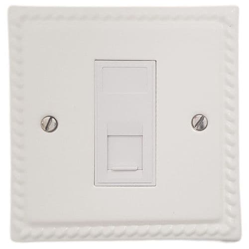 G&H MW61W Monarch Roped Matt White 1 Gang RJ45 Cat5e Data Socket