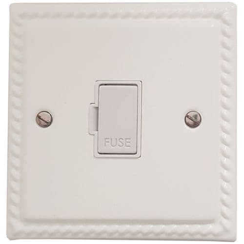 G&H MW90W Monarch Roped Matt White 1 Gang Fused Spur 13A Unswitched