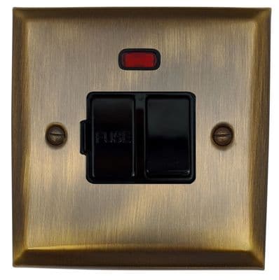 G&H SAB27B Spectrum Plate Antique Brass 1 Gang Fused Spur 13A Switched & Neon