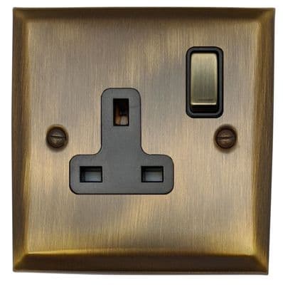 G&H SAB309 Spectrum Plate Antique Brass 1 Gang Single 13A Switched Plug Socket