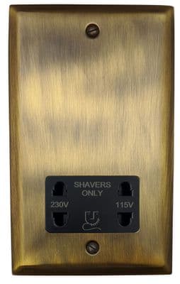 G&H SAB30B Spectrum Plate Antique Brass Dual Voltage Shaver Socket 115-230V