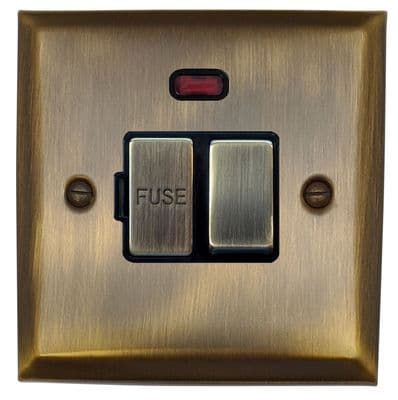 G&H SAB327 Spectrum Plate Antique Brass 1 Gang Fused Spur 13A Switched & Neon