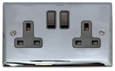 G&H SC10B Spectrum Plate Polished Chrome 2 Gang Double 13A Switched Plug Socket