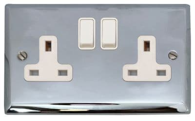 G&H SC10W Spectrum Plate Polished Chrome 2 Gang Double 13A Switched Plug Socket
