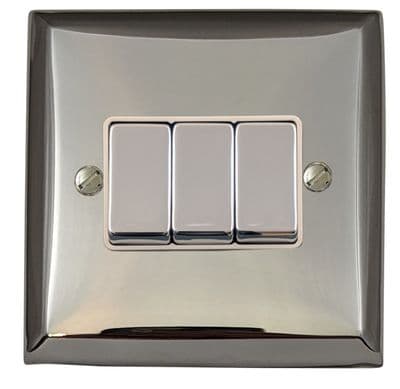 G&H SC203 Spectrum Plate Polished Chrome 3 Gang 1 or 2 Way Rocker Light Switch