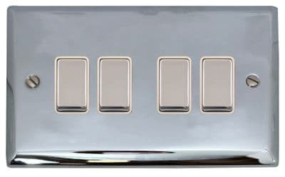 G&H SC204 Spectrum Plate Polished Chrome 4 Gang 1 or 2 Way Rocker Light Switch