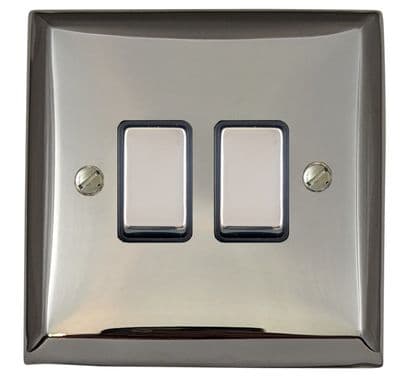 G&H SC302 Spectrum Plate Polished Chrome 2 Gang 1 or 2 Way Rocker Light Switch