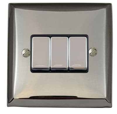 G&H SC303 Spectrum Plate Polished Chrome 3 Gang 1 or 2 Way Rocker Light Switch