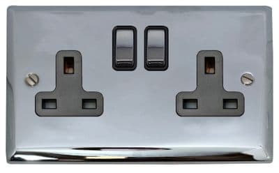 G&H SC310 Spectrum Plate Polished Chrome 2 Gang Double 13A Switched Plug Socket