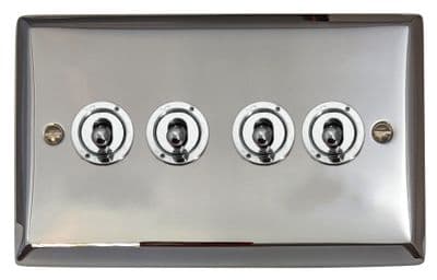 G&H SC384-PC Spectrum Plate Polished Chrome 4 Gang 1 or 2 Way Toggle Light Switch