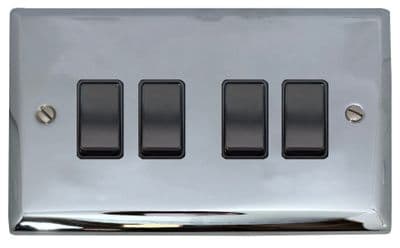 G&H SC4B Spectrum Plate Polished Chrome 4 Gang 1 or 2 Way Rocker Light Switch