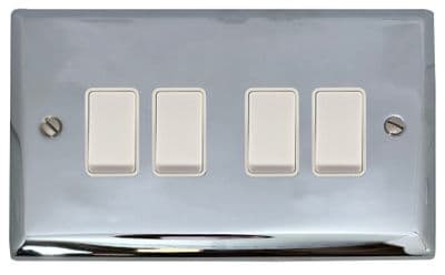 G&H SC4W Spectrum Plate Polished Chrome 4 Gang 1 or 2 Way Rocker Light Switch