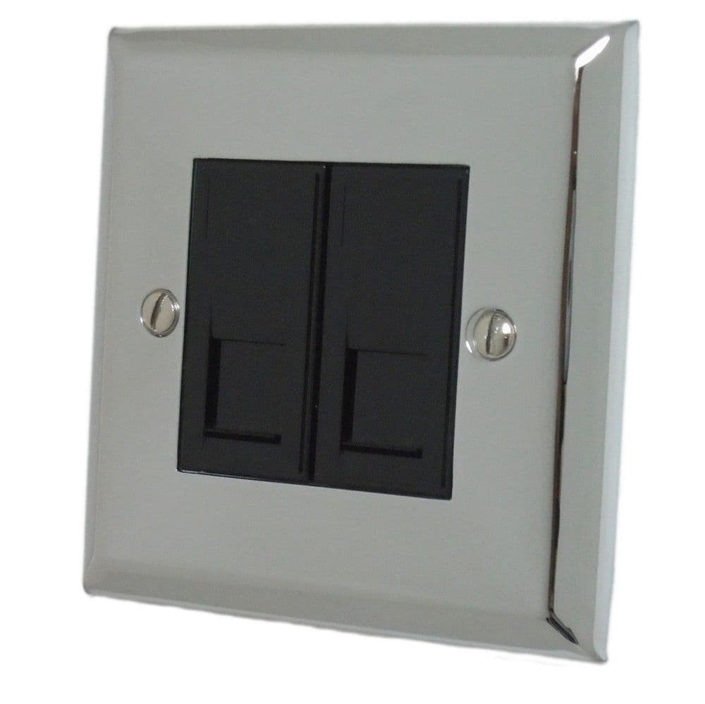 G&H SC62B Spectrum Plate Polished Chrome 2 Gang RJ45 Cat5e Data Socket ...