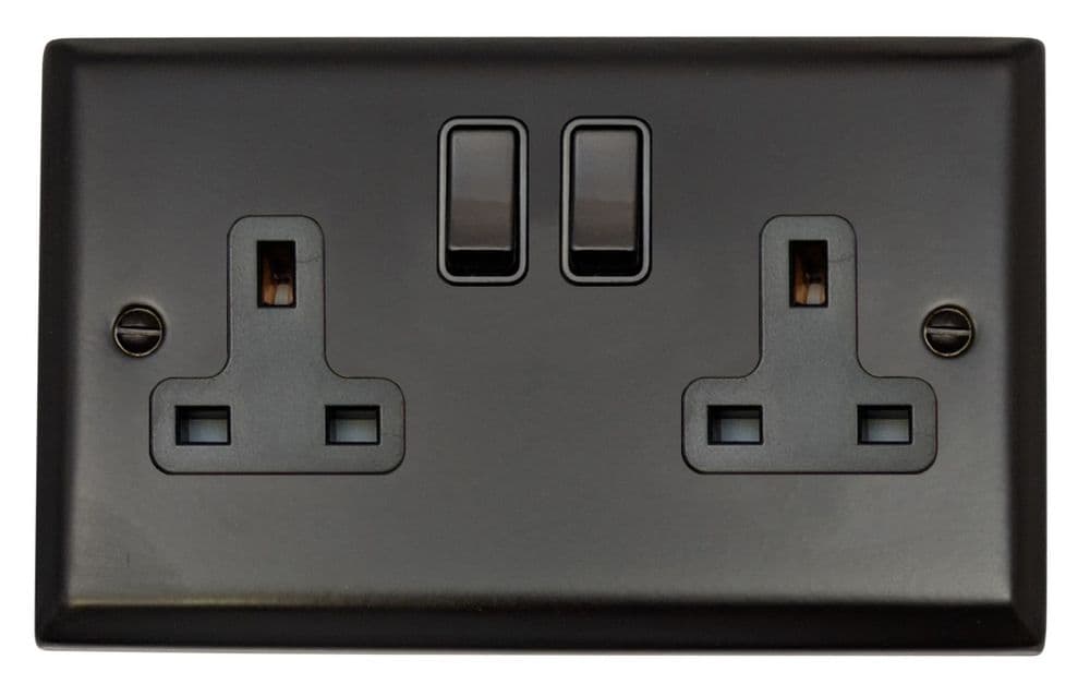 G&H SFB910B Spectrum Plate Matt Black 2 Gang Double 13A Switched Plug ...