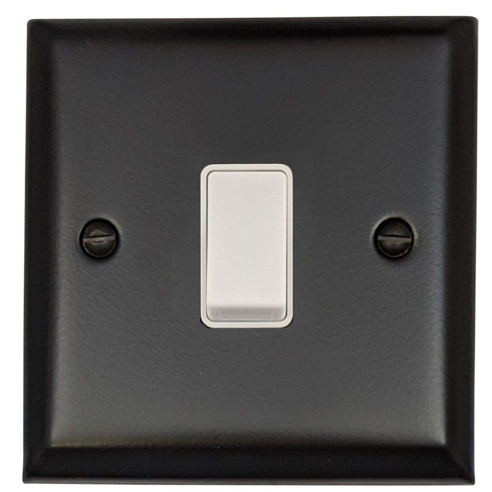 G&H SFB1W Spectrum Plate Matt Black 1 Gang 1 or 2 Way Rocker Light Switch