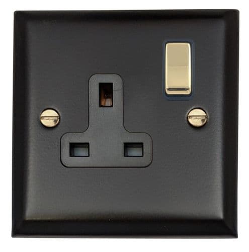 G&H SFB309-PB Spectrum Plate Matt Black 1 Gang Single 13A Switched Plug Socket