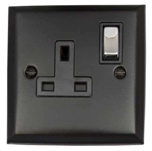 G&H SFB309-PC Spectrum Plate Matt Black 1 Gang Single 13A Switched Plug Socket