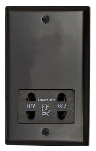 G&H SFB30B Spectrum Plate Matt Black Dual Voltage Shaver Socket 115-230V