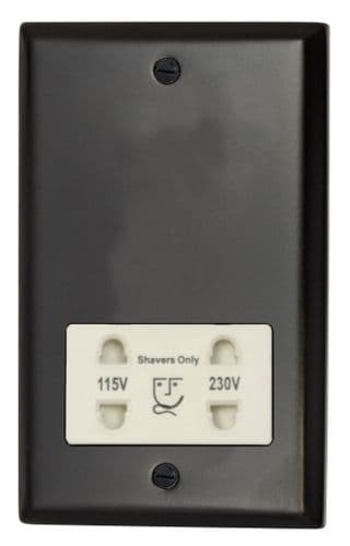 G&H SFB30W Spectrum Plate Matt Black Dual Voltage Shaver Socket 115-230V
