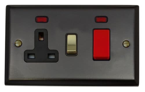 G&H SFB329-PB Spectrum Plate Matt Black 45 Amp DP Cooker Switch & 13A Switched Socket