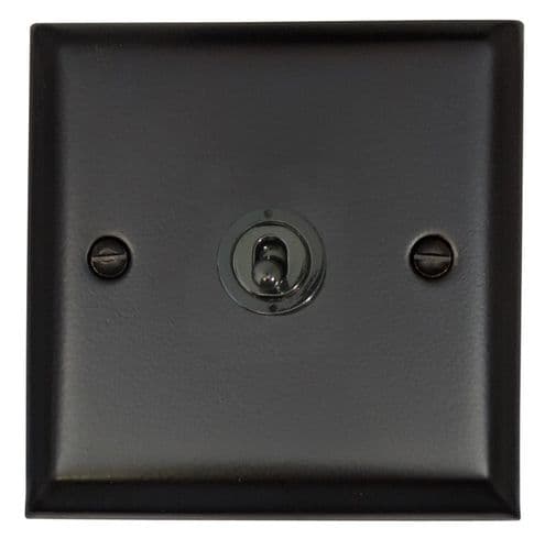 G&H SFB381-BN Spectrum Plate Matt Black 1 Gang 2 Way Toggle Light Switch